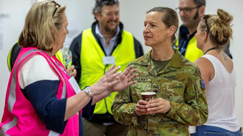 Joint Logistics Unit - Victoria's Commander, Colonel Clare Kellaway speaks with local industry at Wadsworth Barracks, Bandiana. 