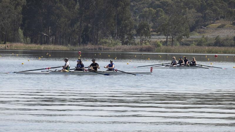 ADF personnel competing at the ADF rowing camp in Canberra. 