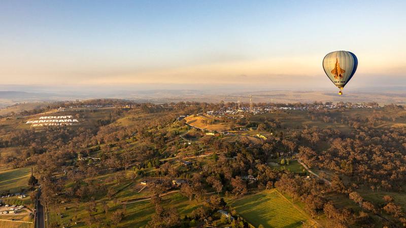 Air Force flew hot air balloons above Mount Panorama for the 2024 Bathurst Repco 1000 Supercars event.