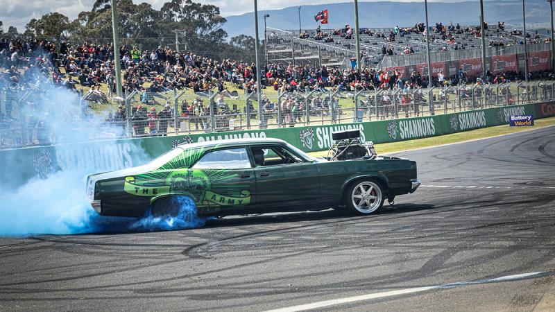 Team Army's project Digger participates in a racing demo during the 2024 Bathurst Repco 1000 Supercars event at Mount Panorama, NSW. 