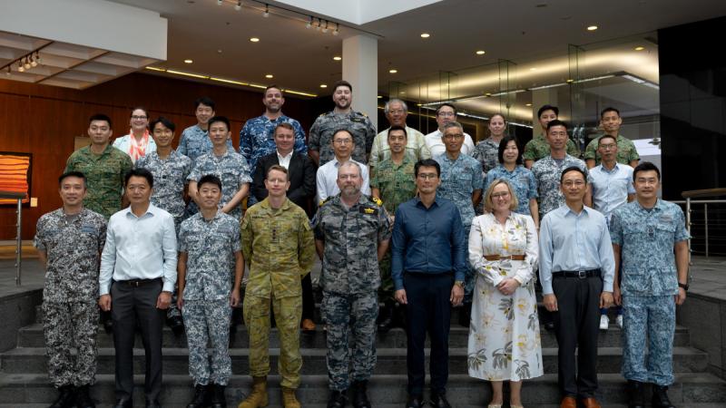 Members from the ADF and Singapore Armed Forces participate in a Work, Health and Safety forum at the Australian High Commission in Singapore as part of Indo-Pacific Endeavour 2024.