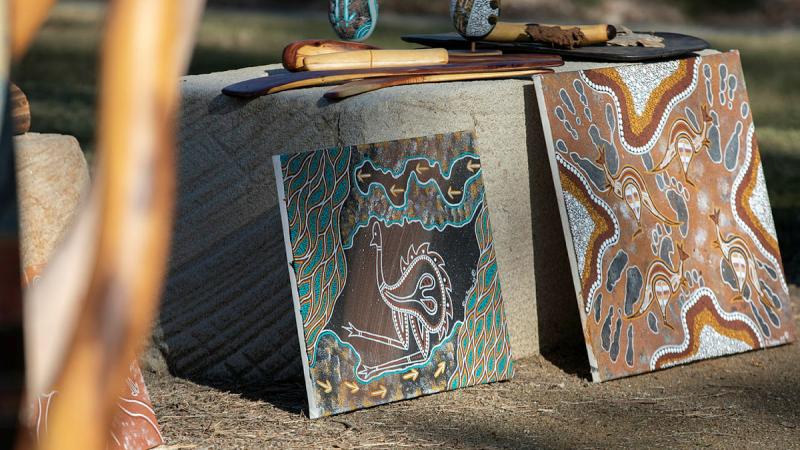 Indigenous artefacts on display.