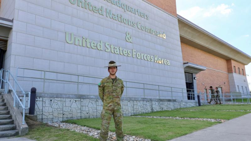 Australian Army soldier Craftsman Hyun Kim at US Army Garrison Humphreys in the Republic of Korea during Exercise Ulchi Freedom Shield 24.