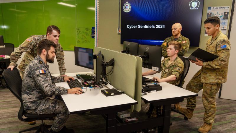 Cyber specialists from the US Army, the Royal Australian Navy, the Canadian Army, the New Zealand Army and the Australian Army take part in Exercise Cyber Sentinels.