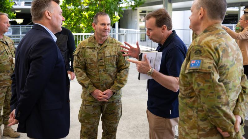 Senior leadership discusses responsibilities of the integrated force during Pozieres Lessons 24 at Gallipoli Barracks, Enoggera, Queensland. 