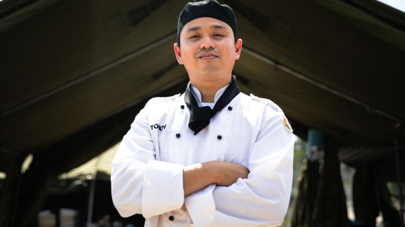 Army cook Lance Corporal Raberd Touch from 5th Combat Service Support Battalion won best pasta dish during Exercise Golden Plate 2024 at Gallipoli Barracks in Brisbane.