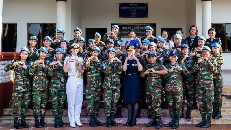 RAAF Air Commodore Ruth Elsley visits the Gender in Military Operations workshop during Indo-Pacific Endeavour 24 - Cambodia. Photos: Johnny Huang