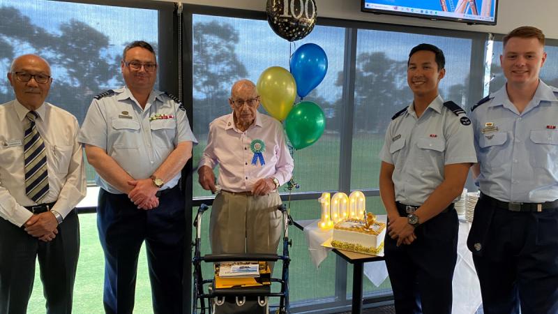 World War 2 RAAF Veteran Mr Cyril Rothall, who served with 3 Airfield Construction Squadron, celebrates his 100th birthday. Photo: Mr Nicholas Gunn