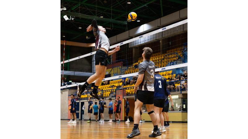 The ADF South Queensland men's team at the ADF Volleyball Combined Services Tournament, Darwin.
