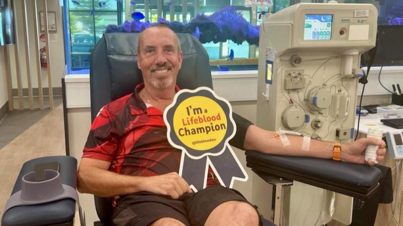 At Lifeblood Townsville, Gary Mantell makes his 493rd donation.