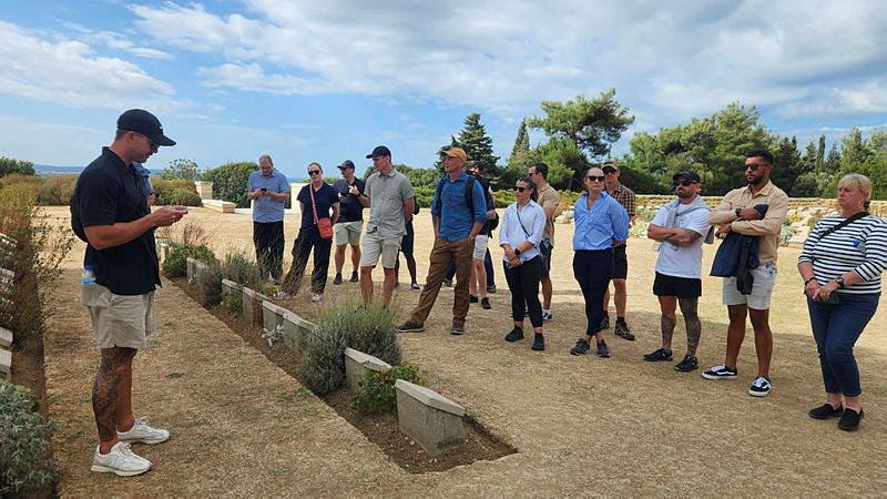  Sergeant Kye Claney gives a talk on Corporal William Dunstan to ADF personnel at Lone Pine.