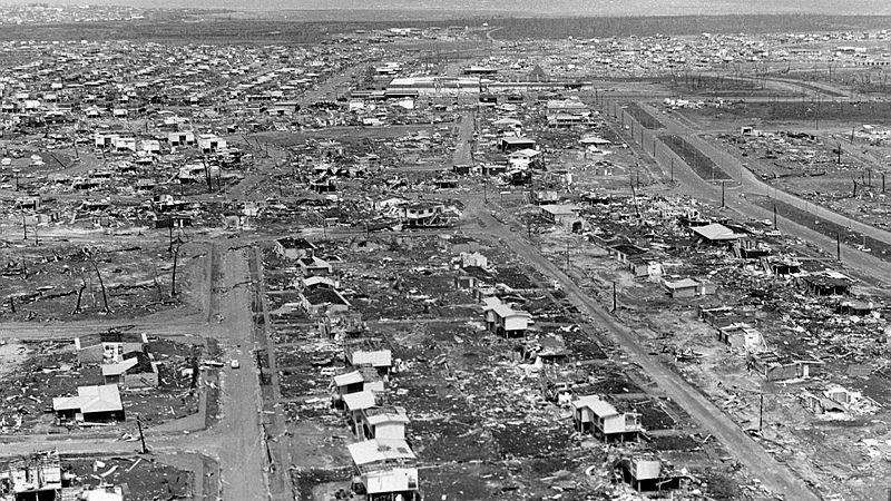 The devastation caused by Cyclone Tracy in Darwin.