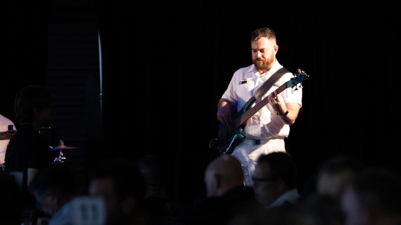 Musician Able Seaman John Collins from Royal Australian Navy Band Northern Territory, performs at the International Men’s Day 2024 lunch held in Darwin, NT.