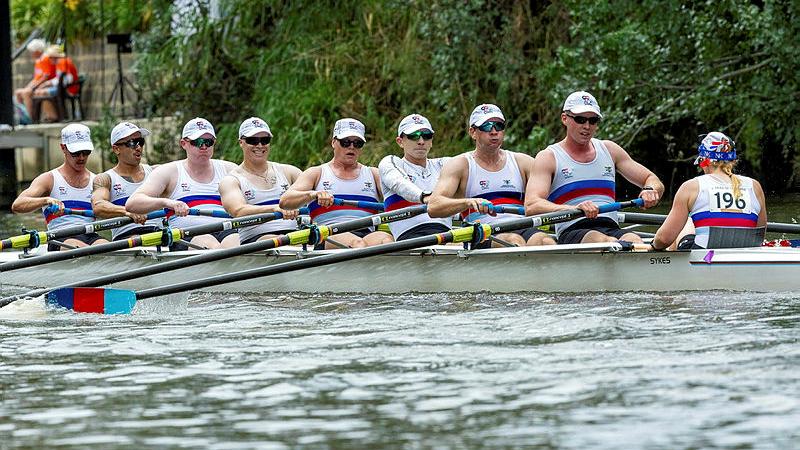 The ADF men's eight crew during the 2024 Head of the Yarra race in Melbourne.