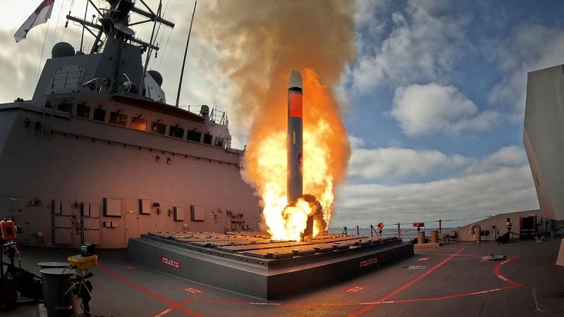 HMAS Brisbane fires a Tomahawk Weapon System off of the coast of San Diego, United States. Photo: Petty Officer Craig Walton