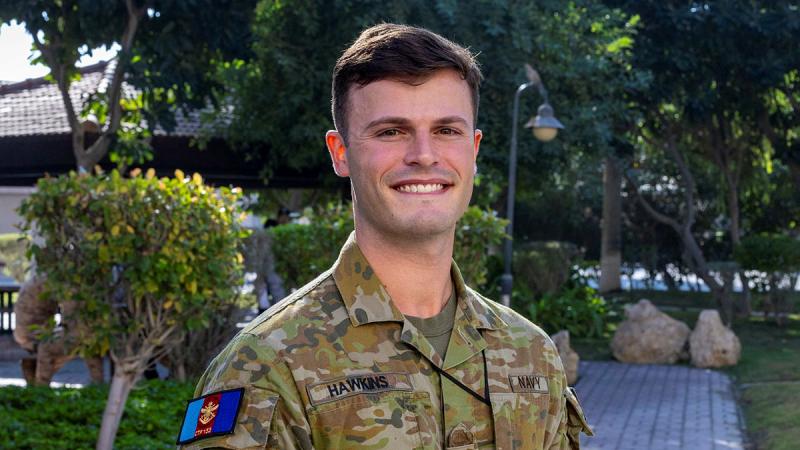 Royal Australian Navy Lieutenant Jack Hawkins is deployed on Operation Manitou in support of Combined Task Force 153 at Naval Support Activity, Bahrain. Photo: Corporal Michael Rogers
