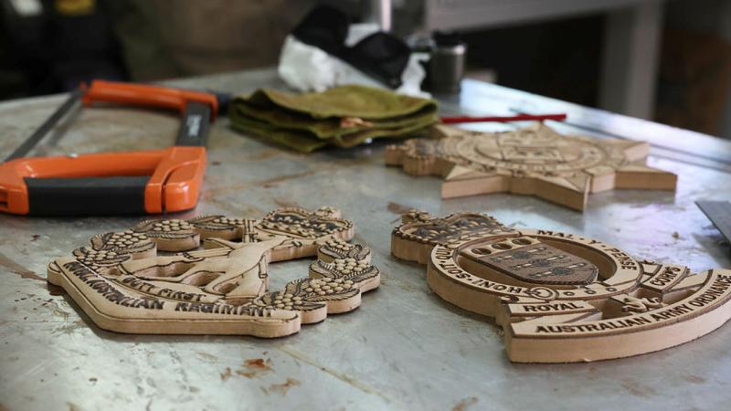 Australian Army corps badges created at the Lavarack Barracks MakerSpace in Townsville. 