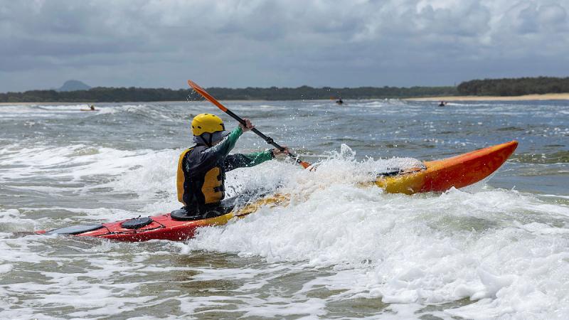 Australian Army soldiers from the 7th Brigade conduct sea kayaking during a resilience training course in Twin Water, Queensland. 