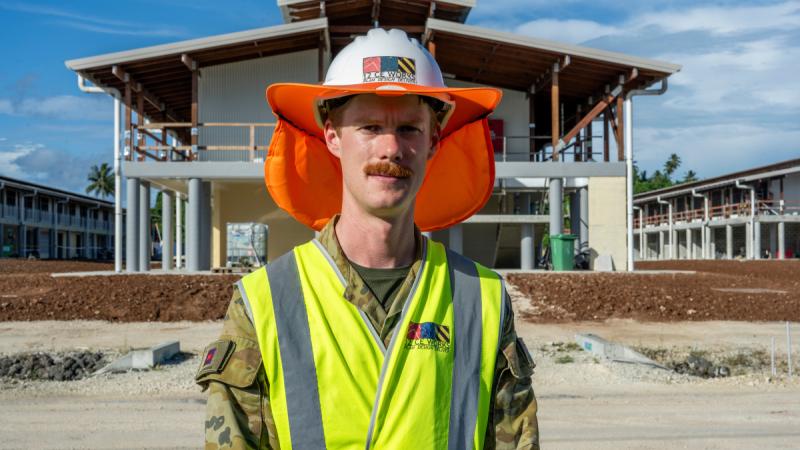 Captain William Guelen on site during construction works at Lombrum Naval Base, PNG.