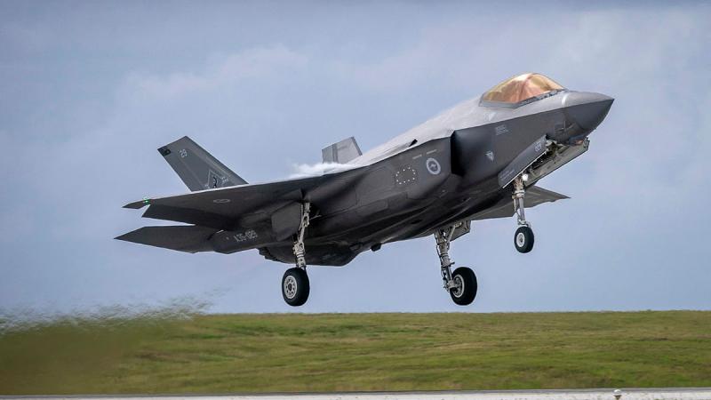 A RAAF F-35A Lightning II aircraft departs during Exercise Cope North 25, Andersen Air Force Base, Guam. 