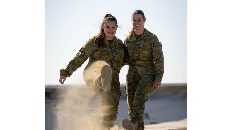 Leading Seaman Victoria Pipino and Able Seaman Lucy Cowan at Camp Baird, Headquarters Middle East. 