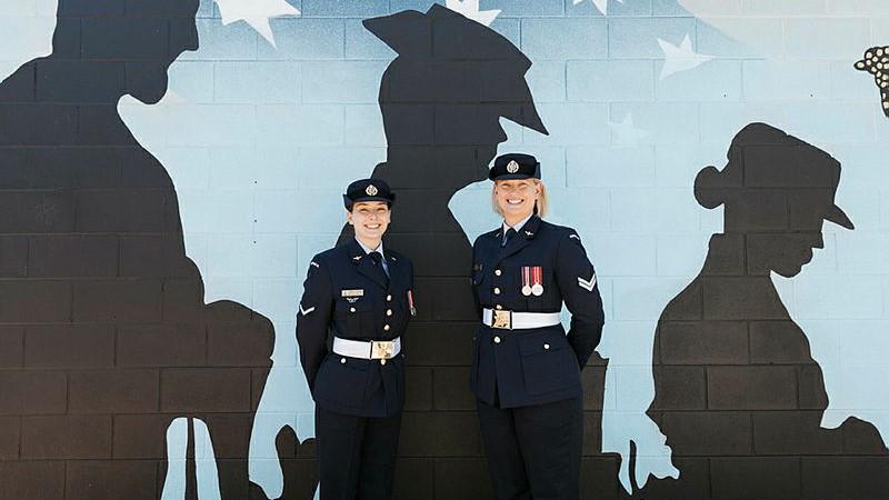 RAAF Leading Aircraftwoman Emily-Rose McLachlan and Corporal Hayley Jamsek were inspired to join the Federation Guard by its physicality and joint-service role. 