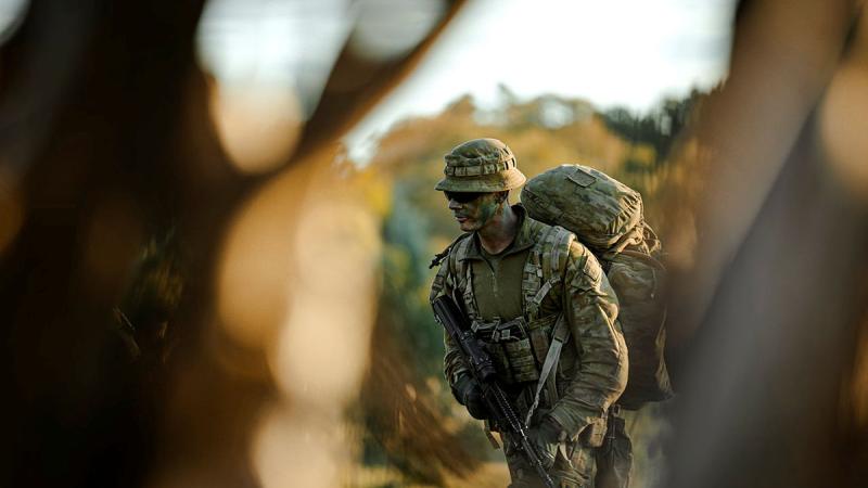 An Army Staff Cadet from the RMC - Duntroon during Exercise Shaggy Ridge at Majura Training Area, ACT.