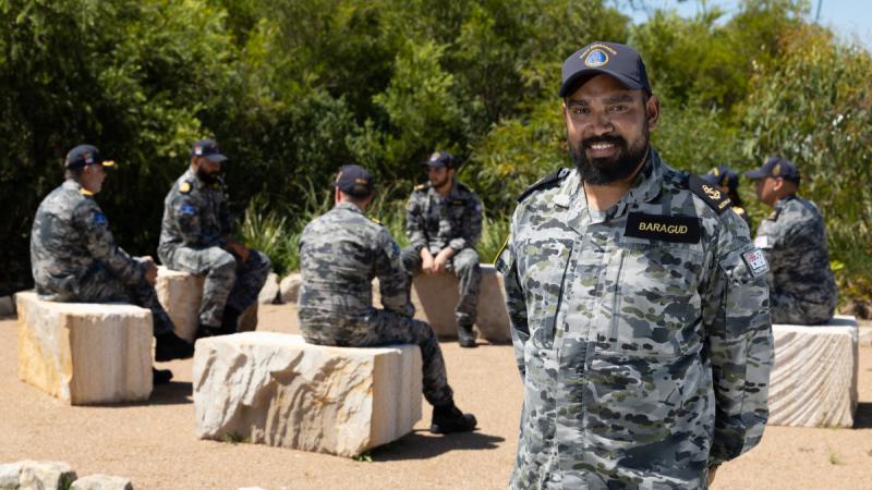 Leading Seaman Roneld Baragud on the Regional Indigenous Development Coordinator course with his peers and mentors at HMAS Albatross, NSW.