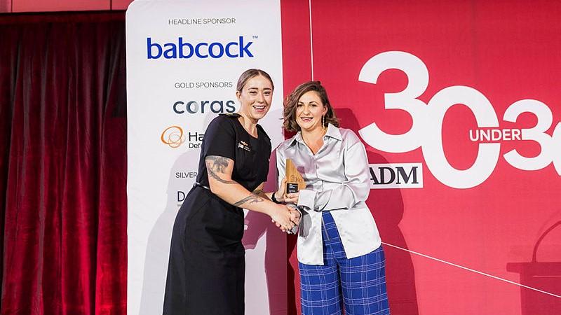Able Seaman Georgia Spulnik-Ross receives her award at the ADM’s 30 under 30 Awards in Canberra.