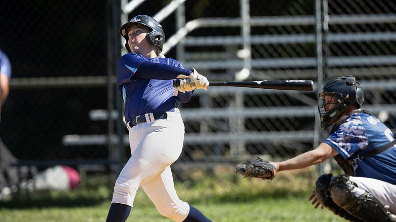 RAAF Leading Aircraftwoman Madison Tough hits the ball during the Australian Federal Police Baseball Championships in Canberra 2025. 