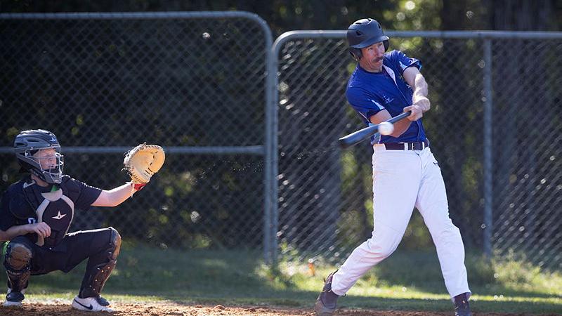 Sergeant Brett Ardill of the Australian Army hits the ball during the Australian Federal Police Baseball Championships in Canberra, 2025. Photos: CPL Luke Bellman