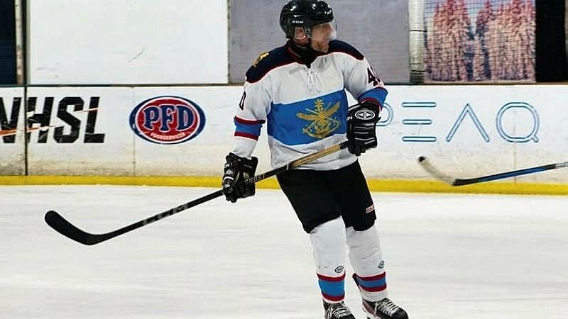 Lieutenant Commander Stephen Wall during the Old Timers ice Hockey Australia Network tournament in Adelaide.