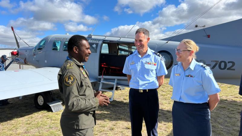 Papua New Guinea Director Air Lieutenant Colonel Eddie Miro, Royal Australian Air Force Air Commodore Scott Winchester, Deputy Air Commander Australia Air Commodore Susie Barns (RNZAF)