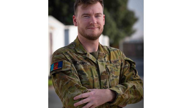 Leading Seaman Phillip Lofthouse, deployed on Operation Accordion at Camp Baird, United Arab Emirates.