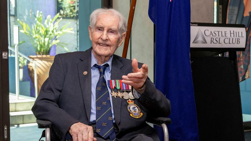  President of 30 Squadron Beaufighter Association, Bruce Robertson, during his 105th Birthday celebration at Castle Hill RSL Club, NSW. Photos: Aircraftwoman Mikaela Fernlund