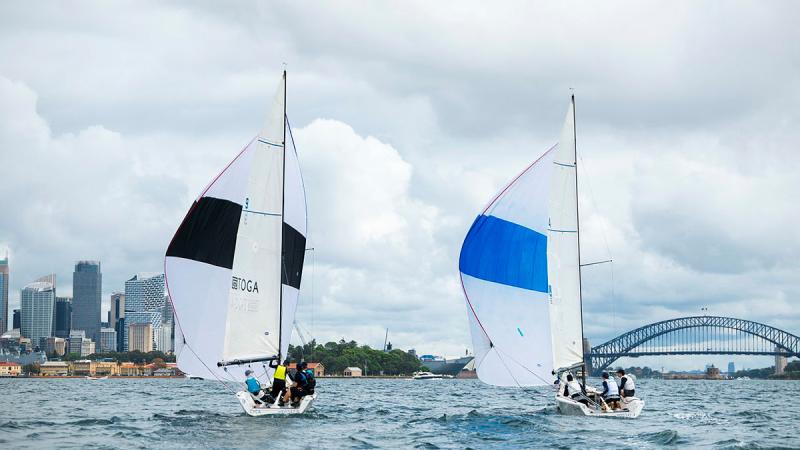 ADF personnel compete during a race at the ADF Sailing Carnival on Sydney Harbour, NSW. 