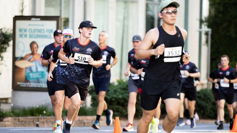 Participants undertake Run Army 2025 throughout Brisbane CBD.