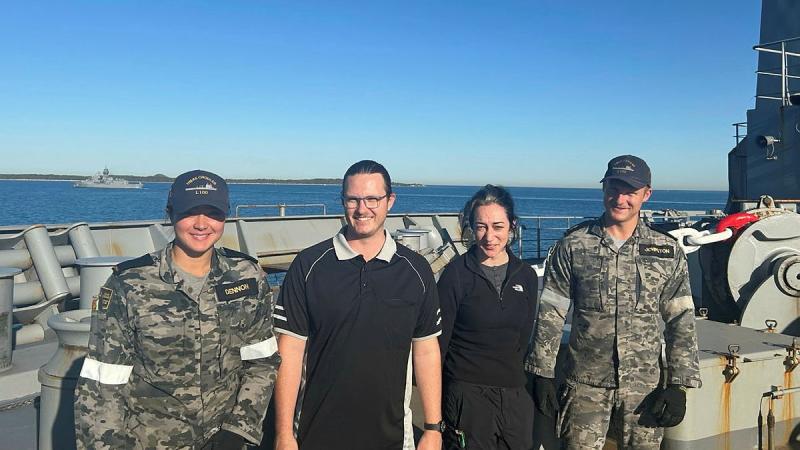 Scientists from Defence Science and Technology Group and Royal Australian Navy sailors on board HMAS Choules during ASWEX 25.