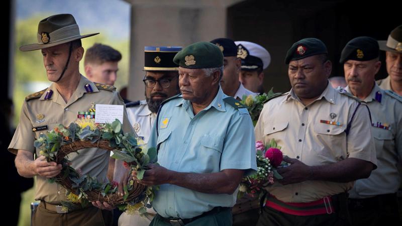 Chaplains from six different nations of the South Pacific lay wreaths at the Australian War Memorial.