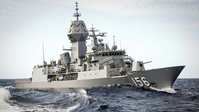 Anzac-class frigate HMAS Toowoomba sails off the WA coast during ASWEX 25.