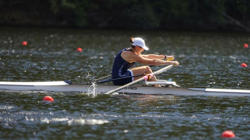 Chief Petty Officer Brianna Murray competes at the Australian Rowing Championships in Tasmania.