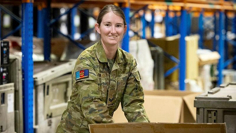 Australian Army Corporal Nadine Flynn deployed on Operation Accordion at Al Minhad Air Base, 2025.