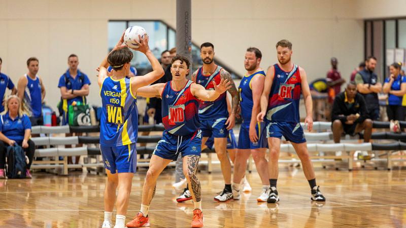 Members of the ADF Netball team compete in the Australian Men's and Mixed Netball Association annual national competition held in Parkville, Victoria. 