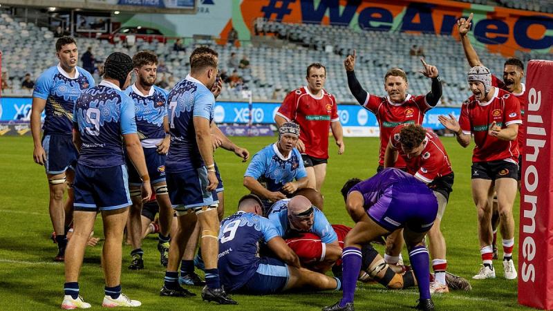 Australian Army men’s team score a try against Air Force during the ADF Rugby Union Championships in Canberra. 