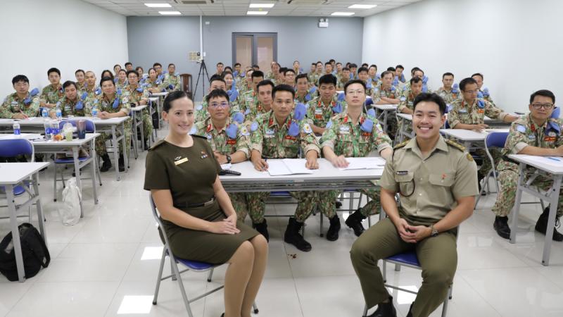Australian Army psychologists Major Caroline Anderson and Captain Brendan Nguyen delivered mental health training to Vietnam People’s Army personnel soon to deploy on UN peacekeeping operations in Africa. 
