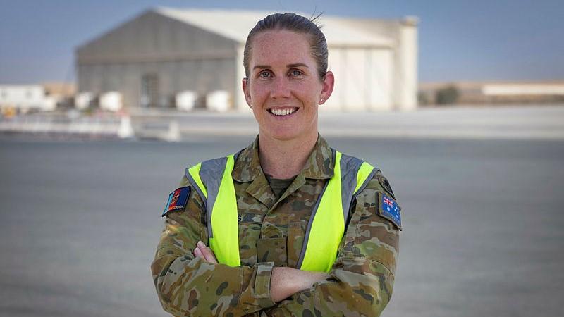 Australian Army soldier Sergeant Mikaela Harris deployed on Operation Accordion at Al Minhad Air Base, 2025.