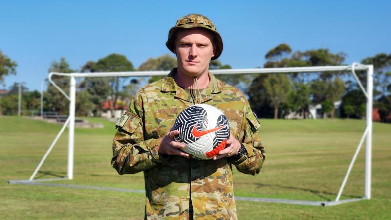 Officer Cadet Christian Layland, a FIFA communications consultant in civilian life, brings competitive skills to his Army Reserves career.