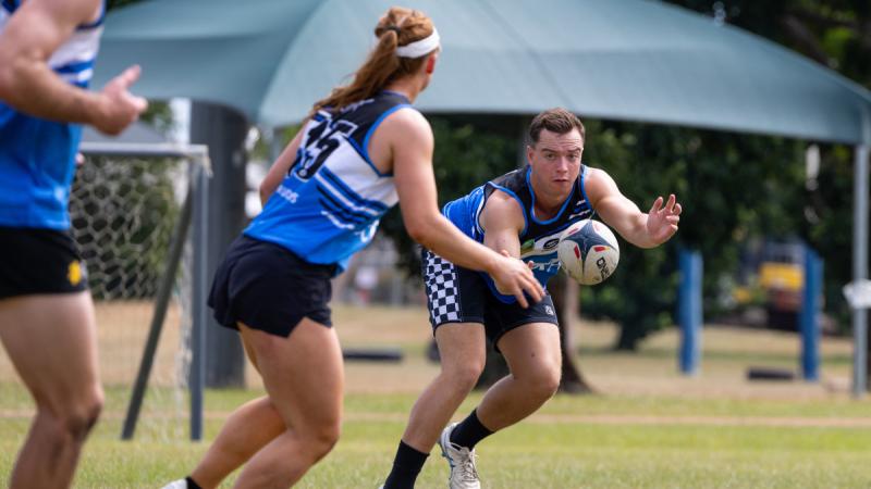 Members of the Australian Defence Force take part in the ADF Touch Association in-service competition at Robertson Barracks, Darwin. 