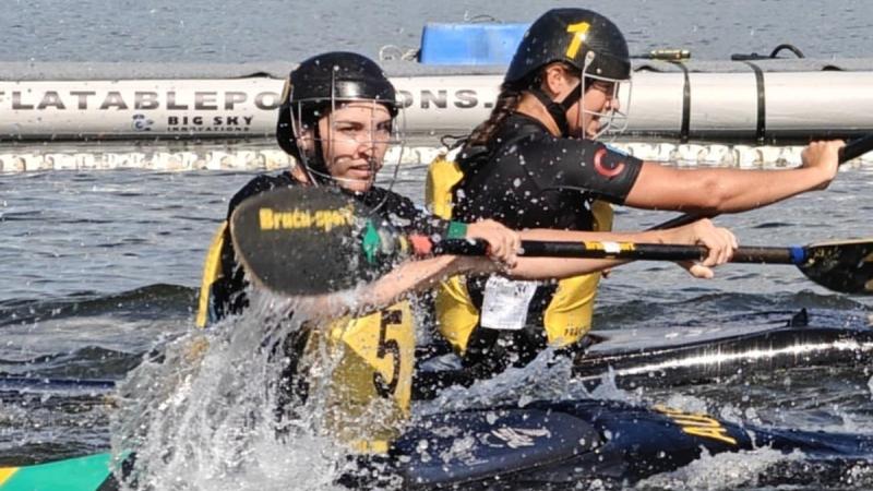 Corporal Anna Thompson, from 36 Squadron at RAAF Base Amberley, competes in canoe polo with Queensland’s women’s team and Australia’s senior women’s A team.