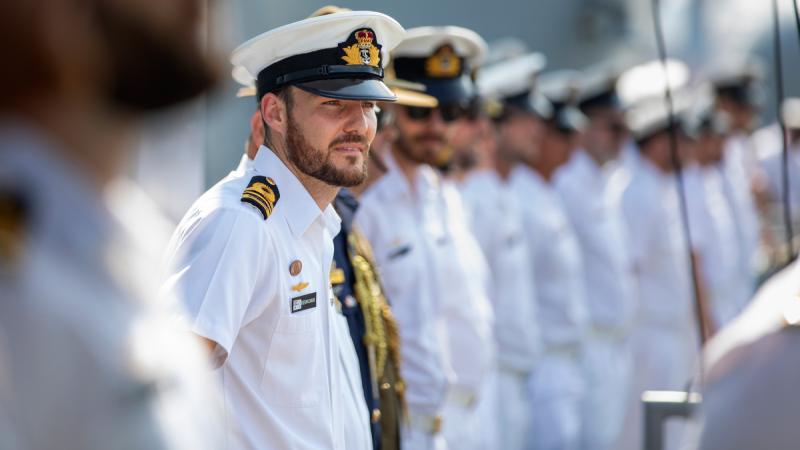 Lieutenant Commander Kieran Davis was awarded a Conspicuous Service Medal for his work on board HMAS Toowoomba.